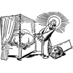 Isus în faţa pat vector illustration